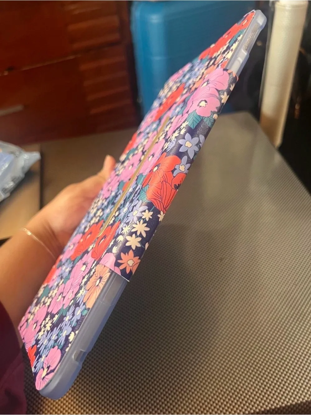 heyday Floral Tablet Case - Navy with Pink & Red Blooms